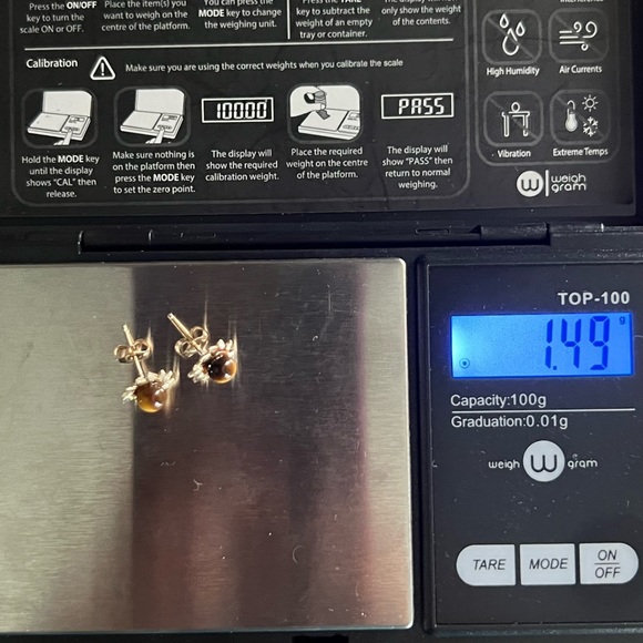 14k Solid Gold Chrysoberyl Sun Post Earrings - Picture 8 of 16